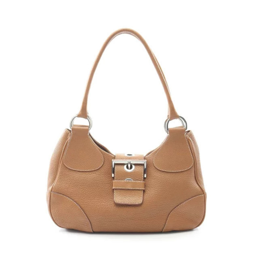 Prada Tote Bag Leather Brown Q
